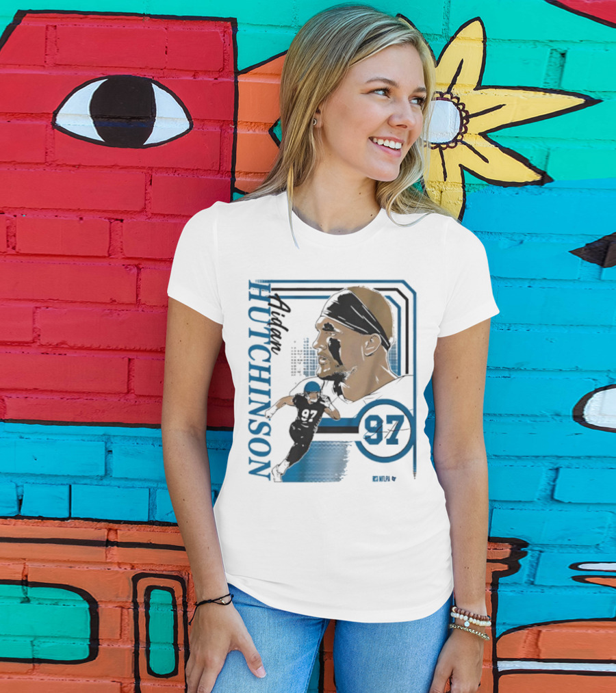 Aidan Hutchinson Signature Collage 97 Athlete Portrait T-Shirt