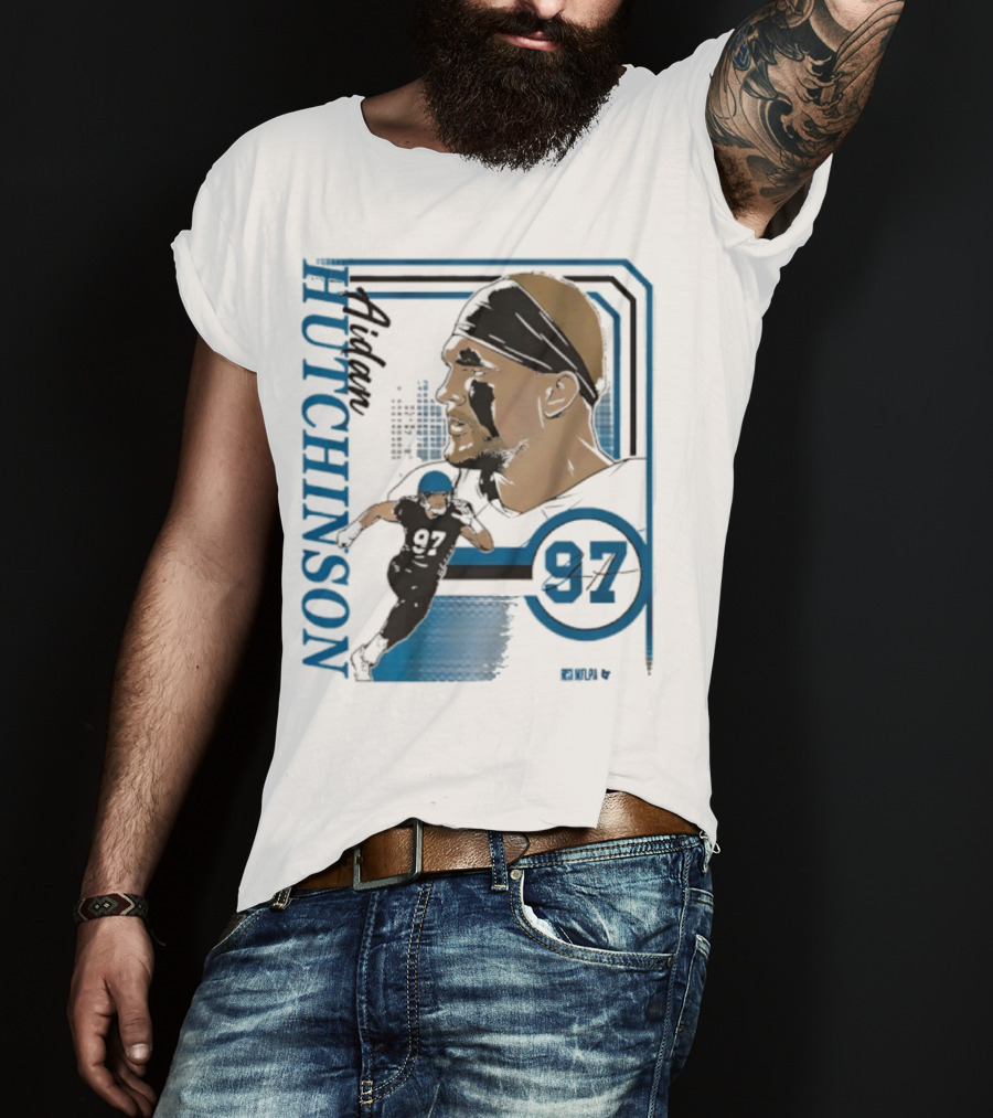 Aidan Hutchinson Signature Collage 97 Athlete Portrait T-Shirt