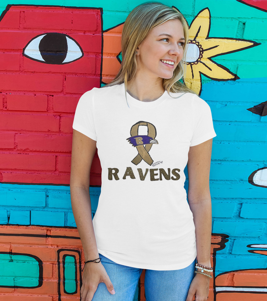 Baltimore Ravens Crucial Catch Breast Cancer Awareness 2025 Ravens Ribbon Logo T-Shirt
