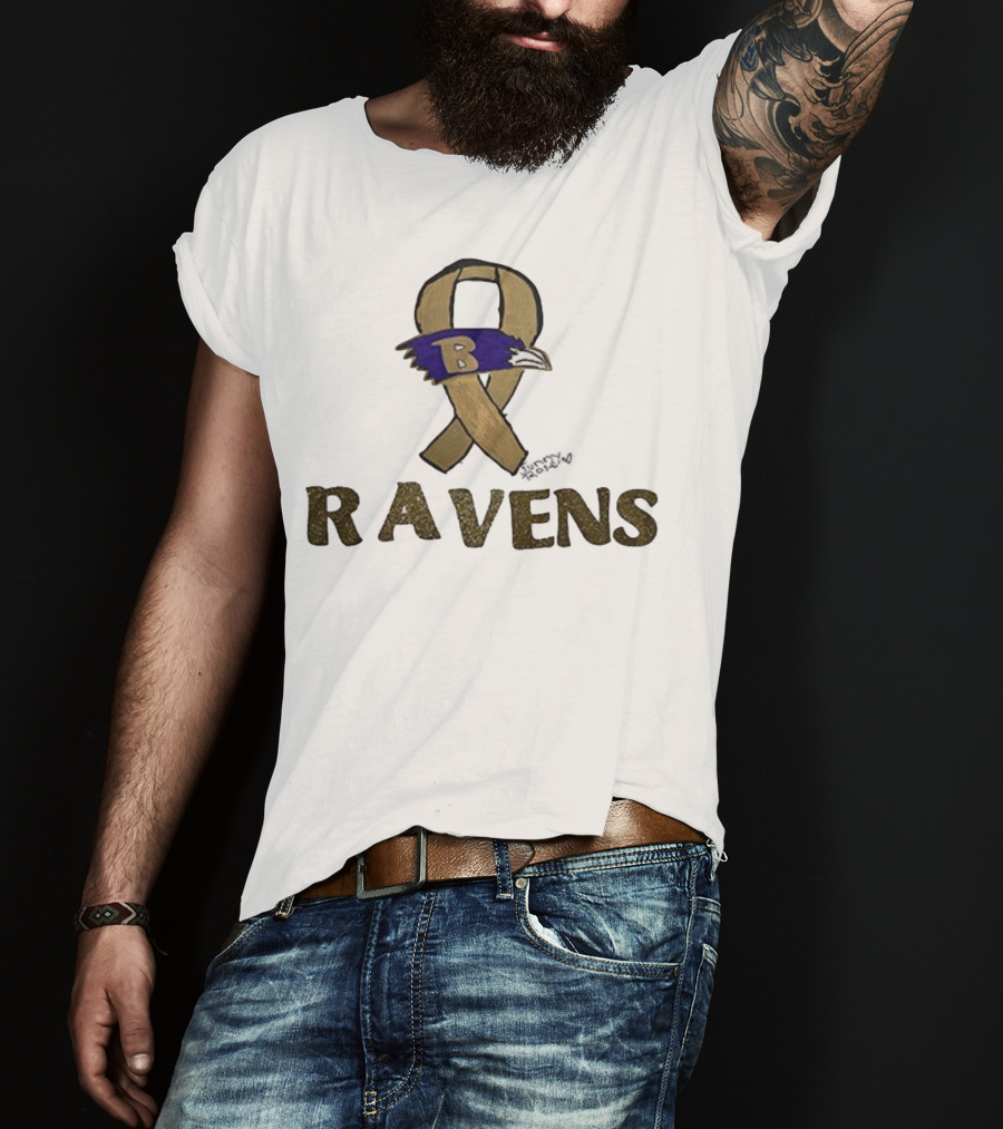 Baltimore Ravens Crucial Catch Breast Cancer Awareness 2025 Ravens Ribbon Logo T-Shirt