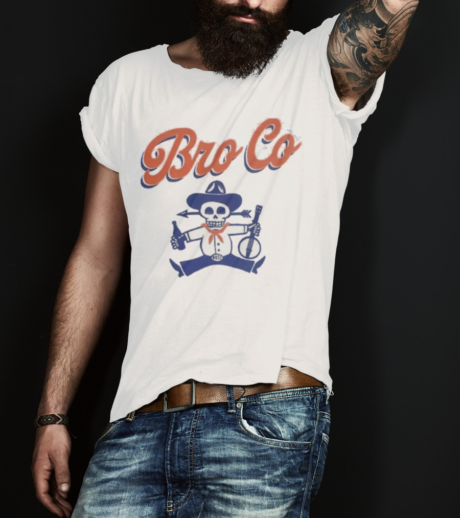 Bro Co Skeleton Cowboy With Banjo And Bottle T-Shirt