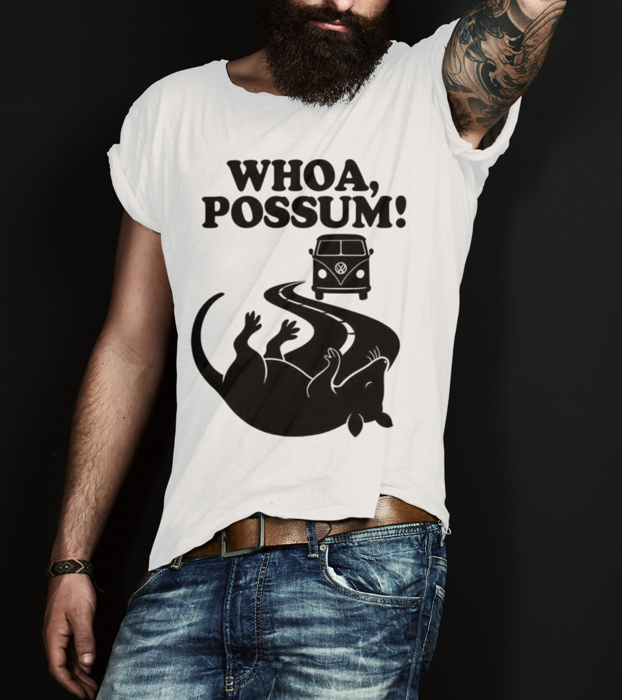 Whoa Possum Vintage Van Opossum Road Trip T-Shirt