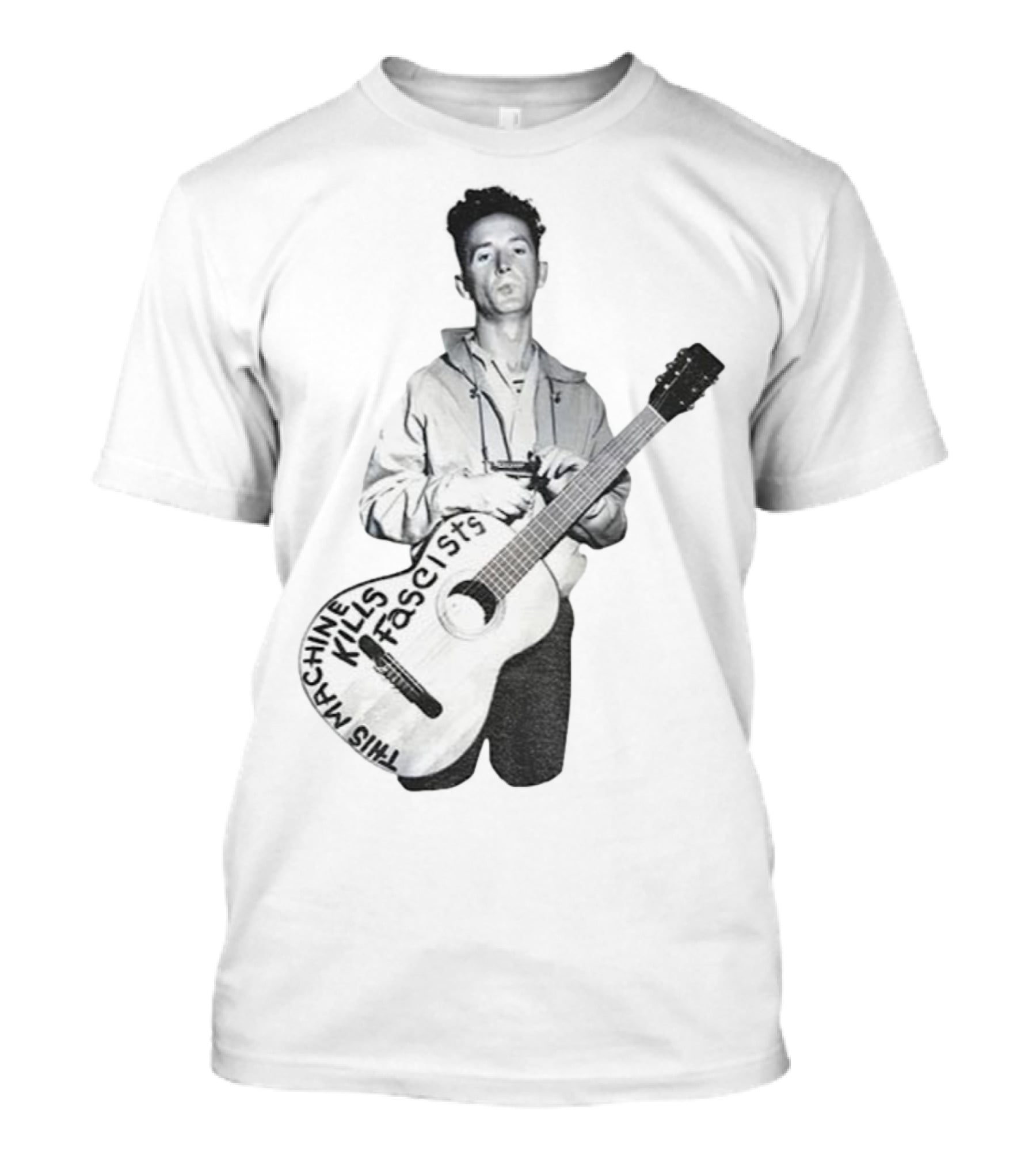 Woody Guthrie This Machine Kills Fascists Anti-Fascist Vintage Guitar Message T-Shirt