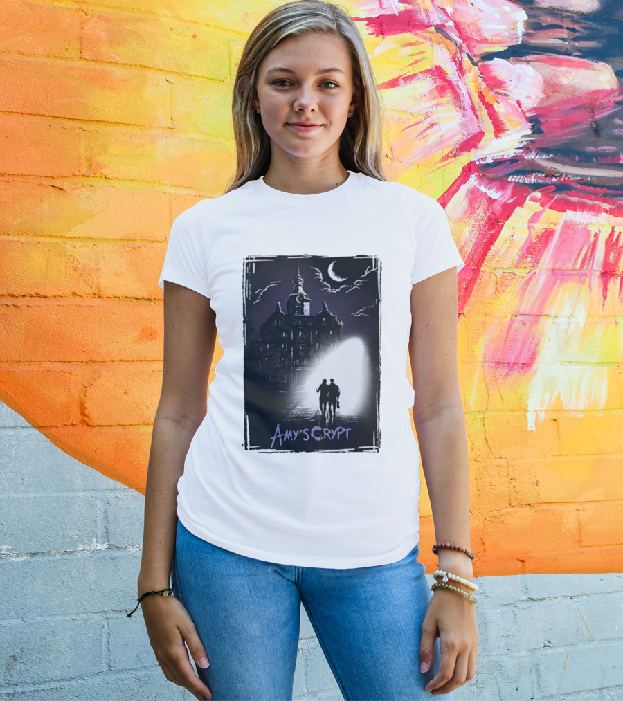 Amy's Crypt Haunted Mansion Moonlit Silhouette Halloween 2025 T-Shirt