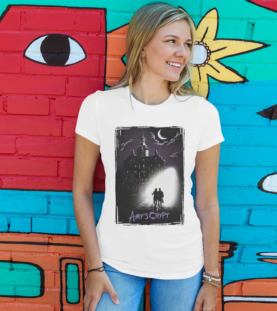 Amy's Crypt Haunted Mansion Moonlit Silhouette Halloween 2025 T-Shirt