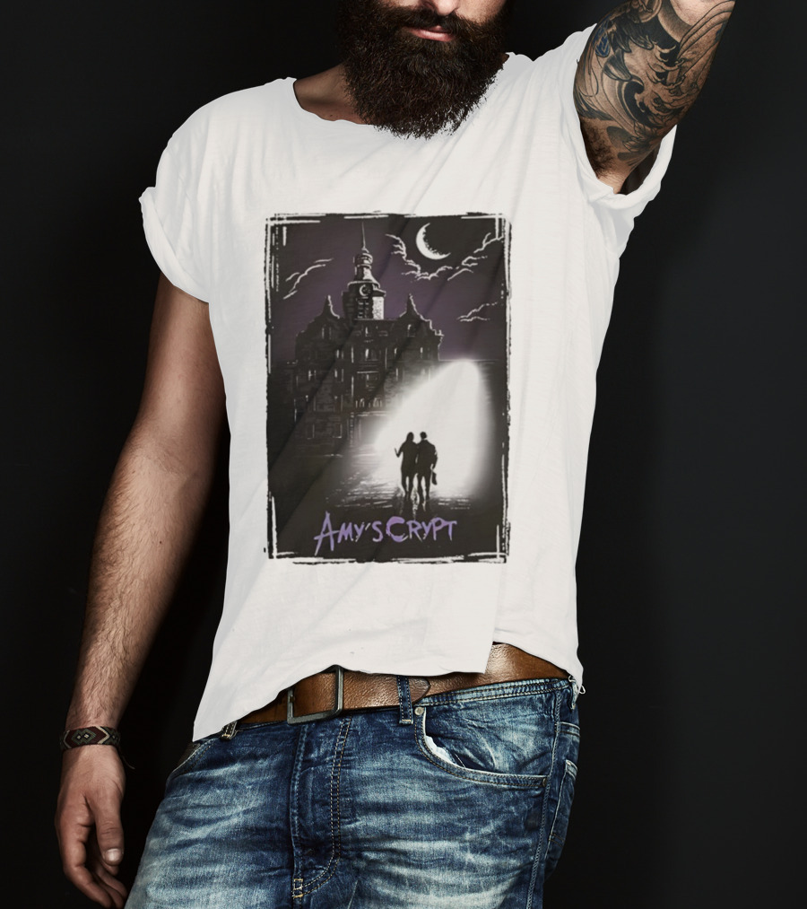 Amy's Crypt Haunted Mansion Moonlit Silhouette Halloween 2025 T-Shirt