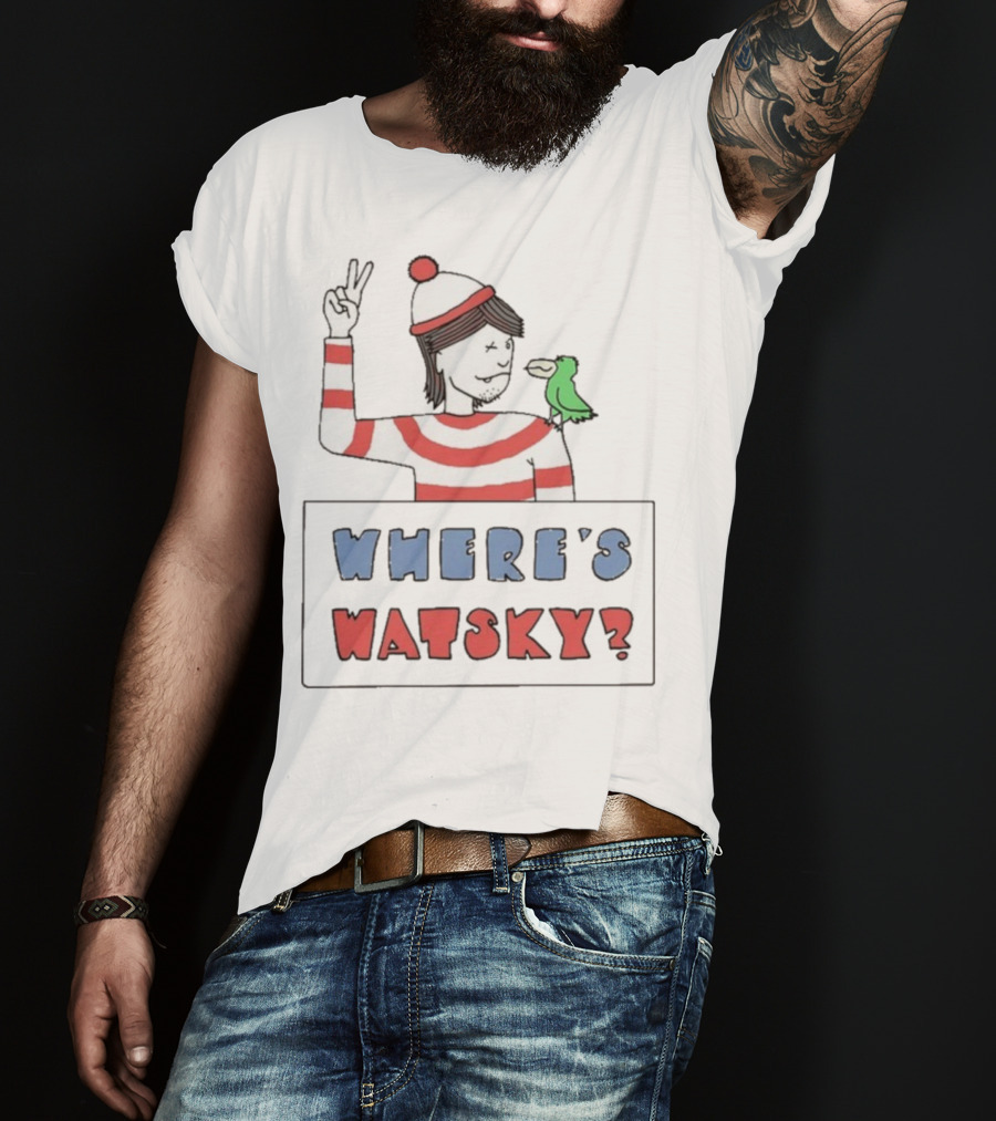 Where's Watsky Striped Outfit Peace Sign Cartoon Bird T-Shirt