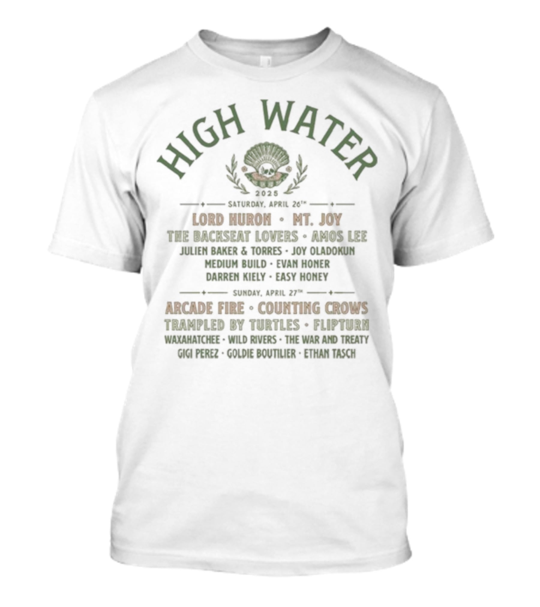 High Water Festival 2025 Clamskull Lineup Riverfront Park Headliners Band Of Horses Mt. Joy The Felice Brothers Shakey Graves Susto T-Shirt
