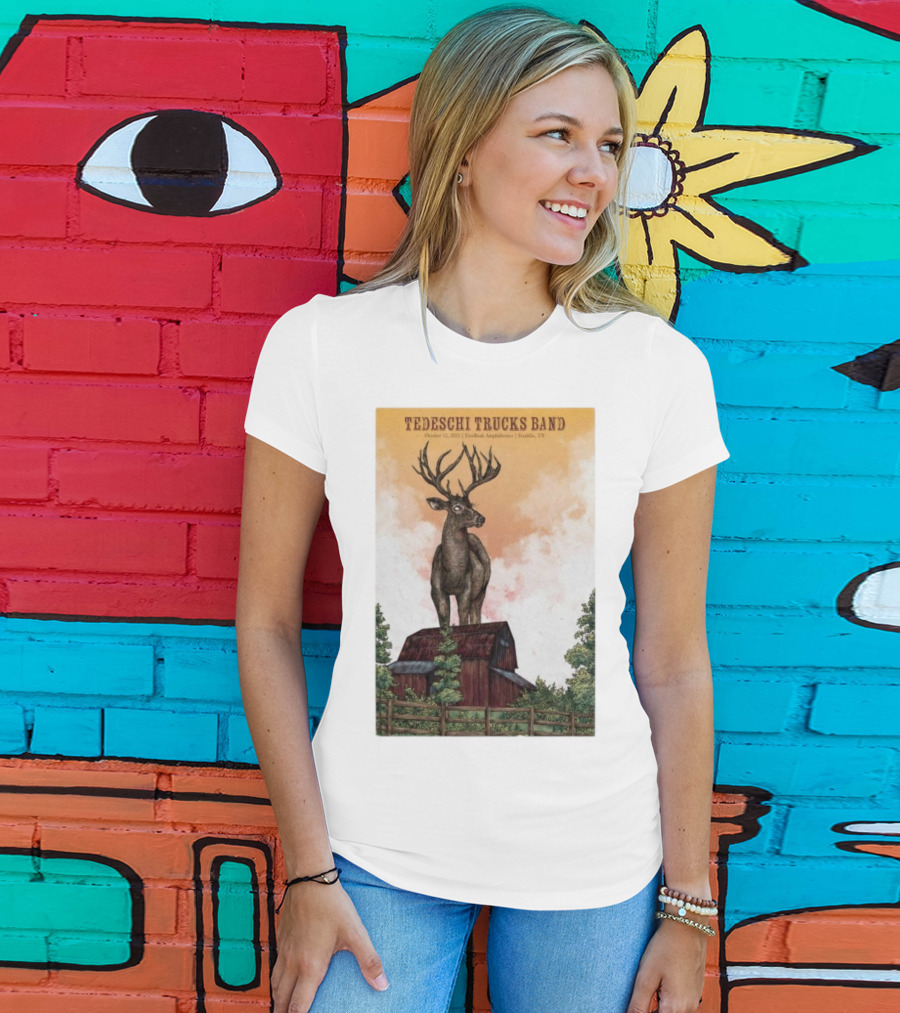Tedeschi Trucks Band October 15 2025 FirstBank Amphitheater Franklin TN Deer On Barn T-Shirt