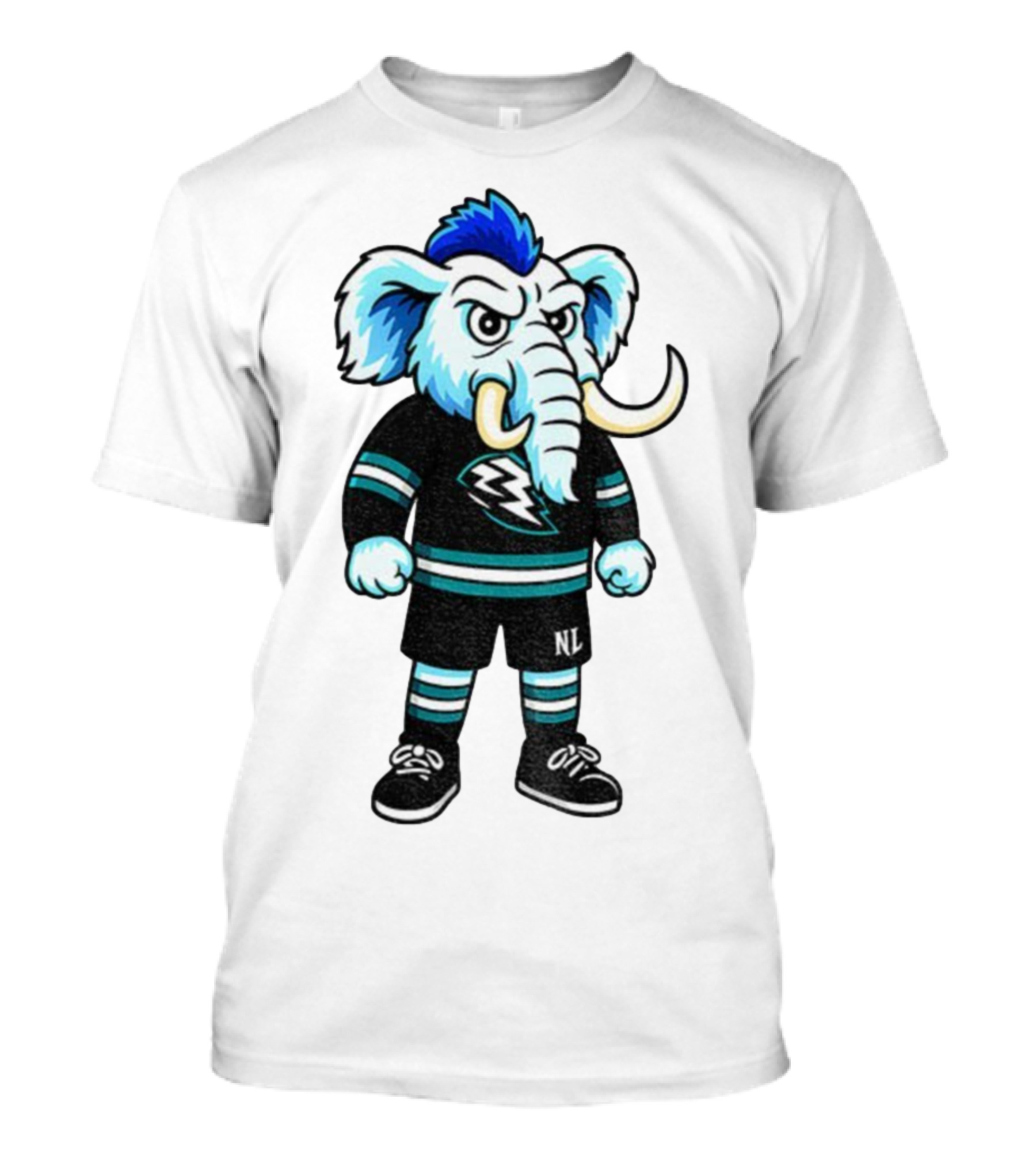 Tusky Utah Mammoth NHL Mascot Cartoon Lightning Logo T-Shirt