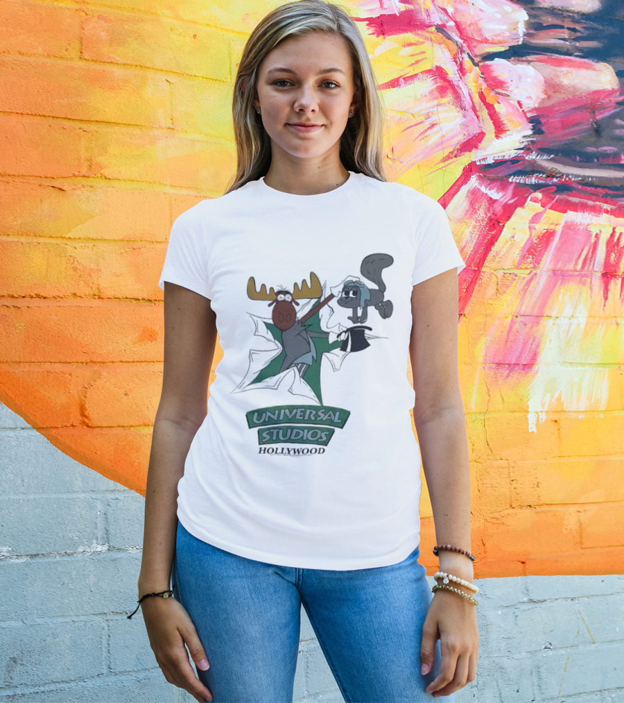 Universal Studios Hollywood Vintage 90s Moose And Squirrel Characters T-Shirt
