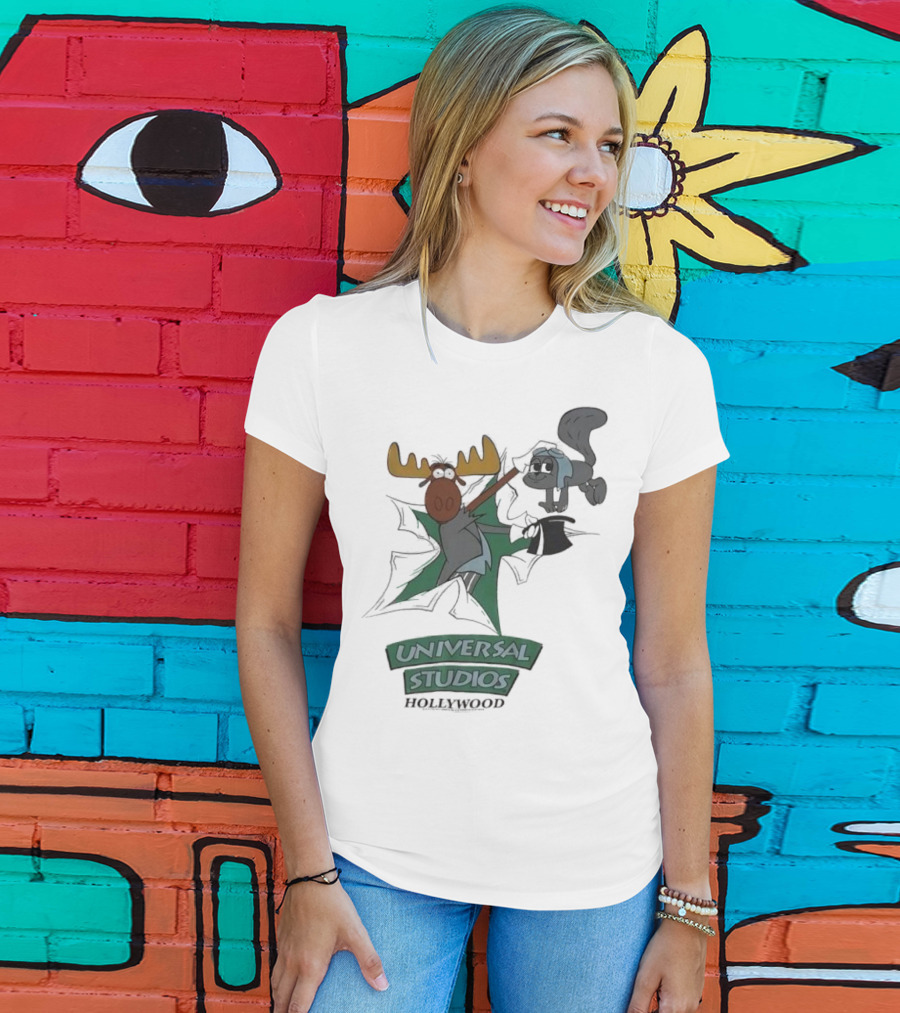 Universal Studios Hollywood Vintage 90s Moose And Squirrel Characters T-Shirt