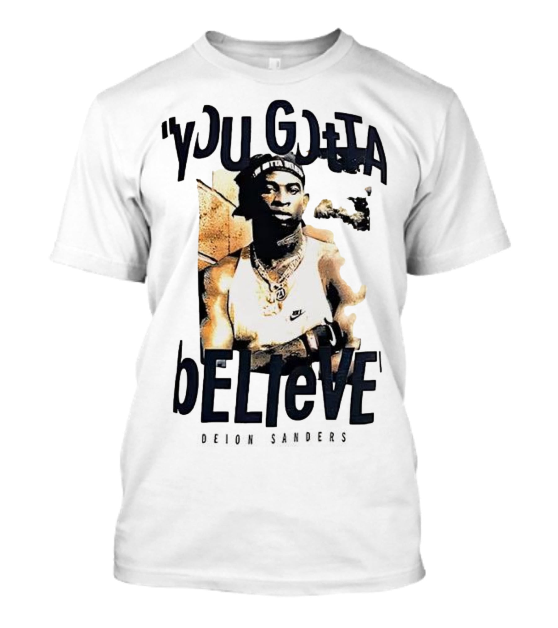 Deion Sanders You Gotta Believe Headband Athlete Image T-Shirt