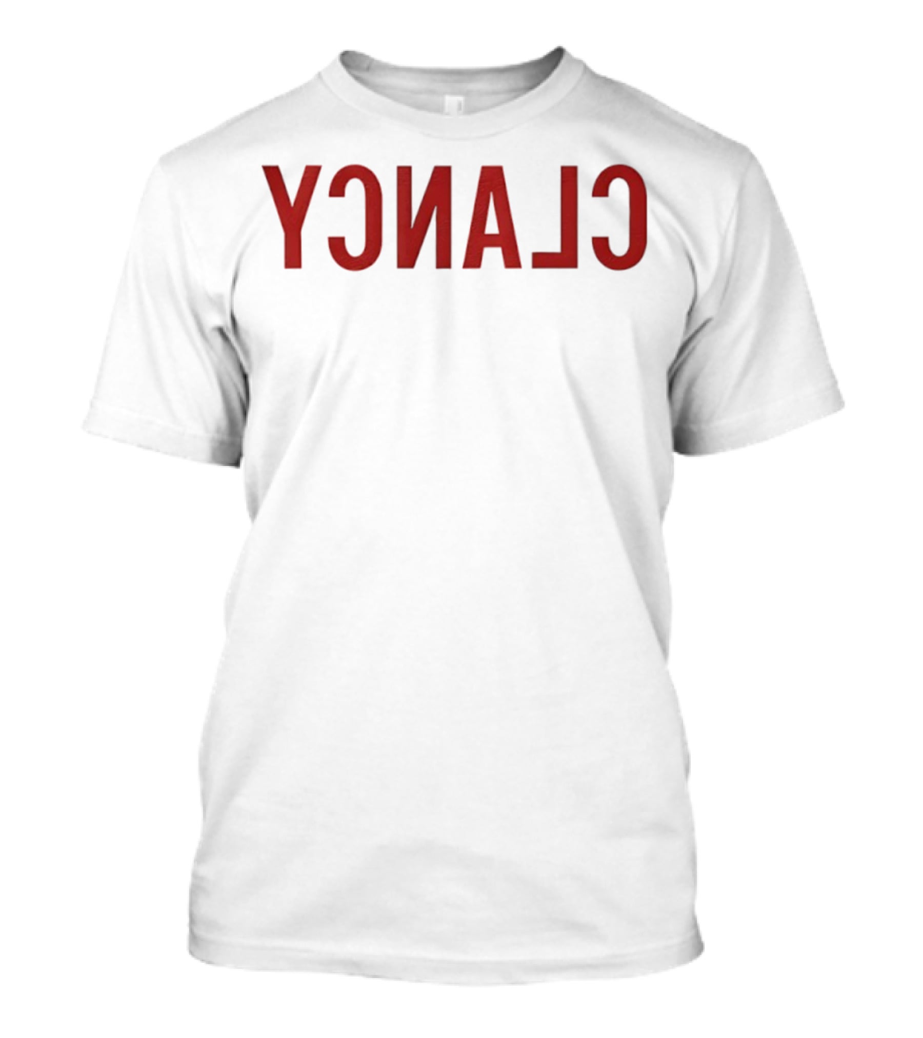 CLANCY Reverse Text Bold Red T-Shirt