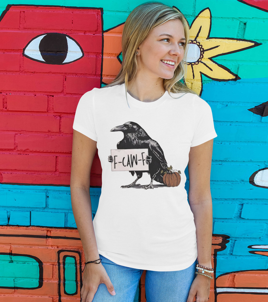 F Caw F Anti Fascism Crow Halloween Raven Pumpkin T-Shirt