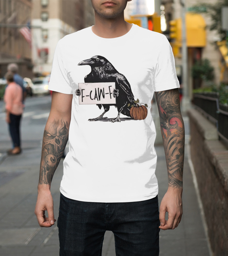F Caw F Anti Fascism Crow Halloween Raven Pumpkin T-Shirt