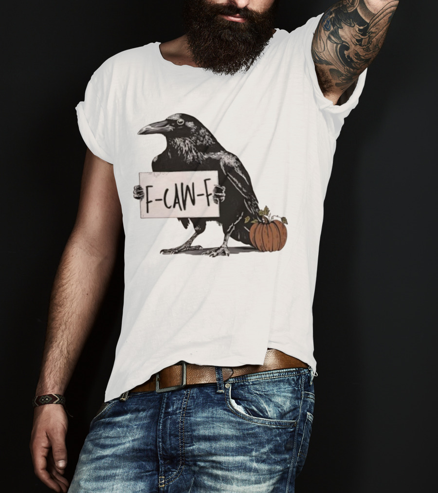 F Caw F Anti Fascism Crow Halloween Raven Pumpkin T-Shirt