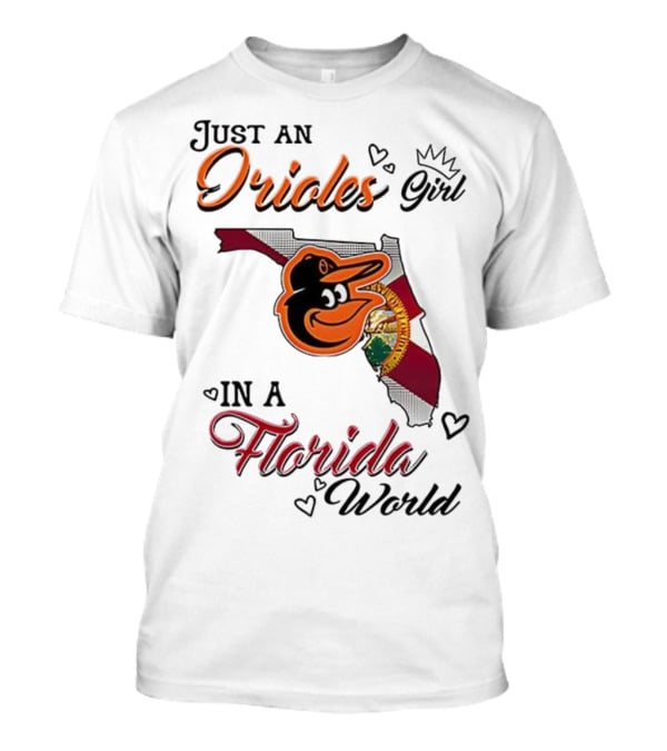 Baltimore Orioles Fan In Florida With State Flag And Mascot T-Shirt