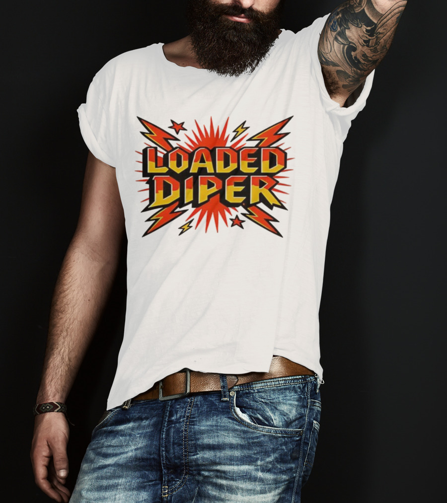 Loaded Diper Band Logo Comic Book Style Explosion Graphic T-Shirt