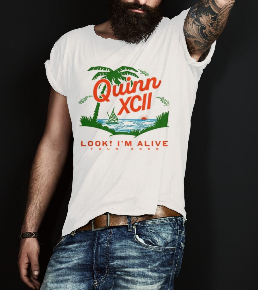 Quinn XCII Look! I’m Alive Tour 2025 Palm Trees Sunset Lake Scene T-Shirt