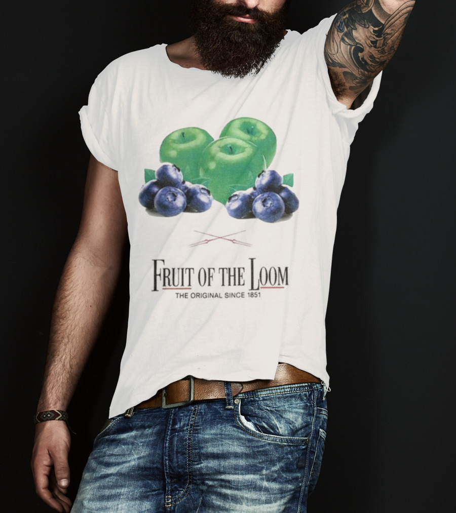 Fruit Of The Loom Original Since 1851 Green Apples Blueberries T-Shirt