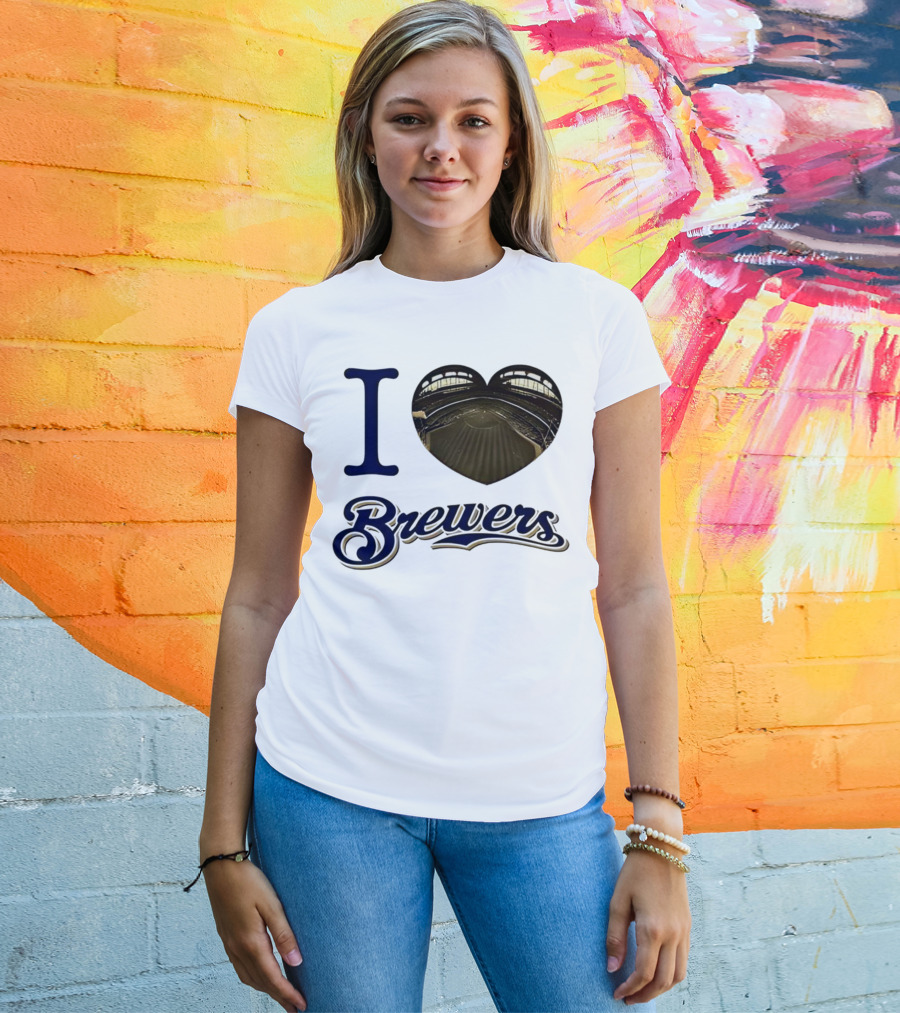 I Love Brewers Heart Stadium Milwaukee MLB T-Shirt