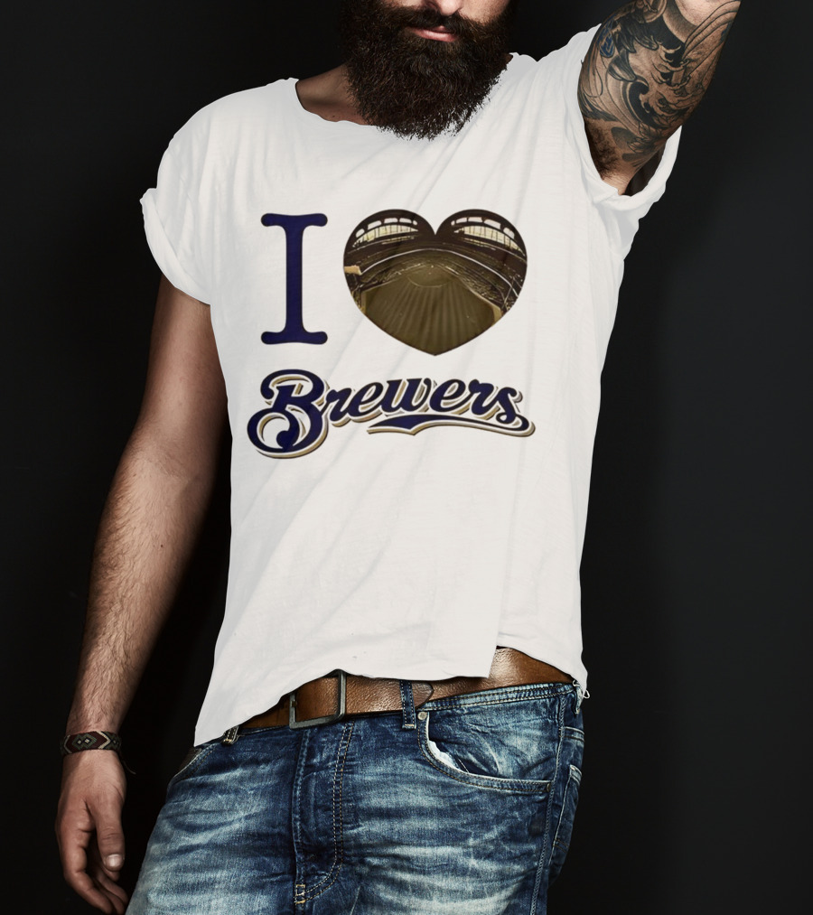 I Love Brewers Heart Stadium Milwaukee MLB T-Shirt