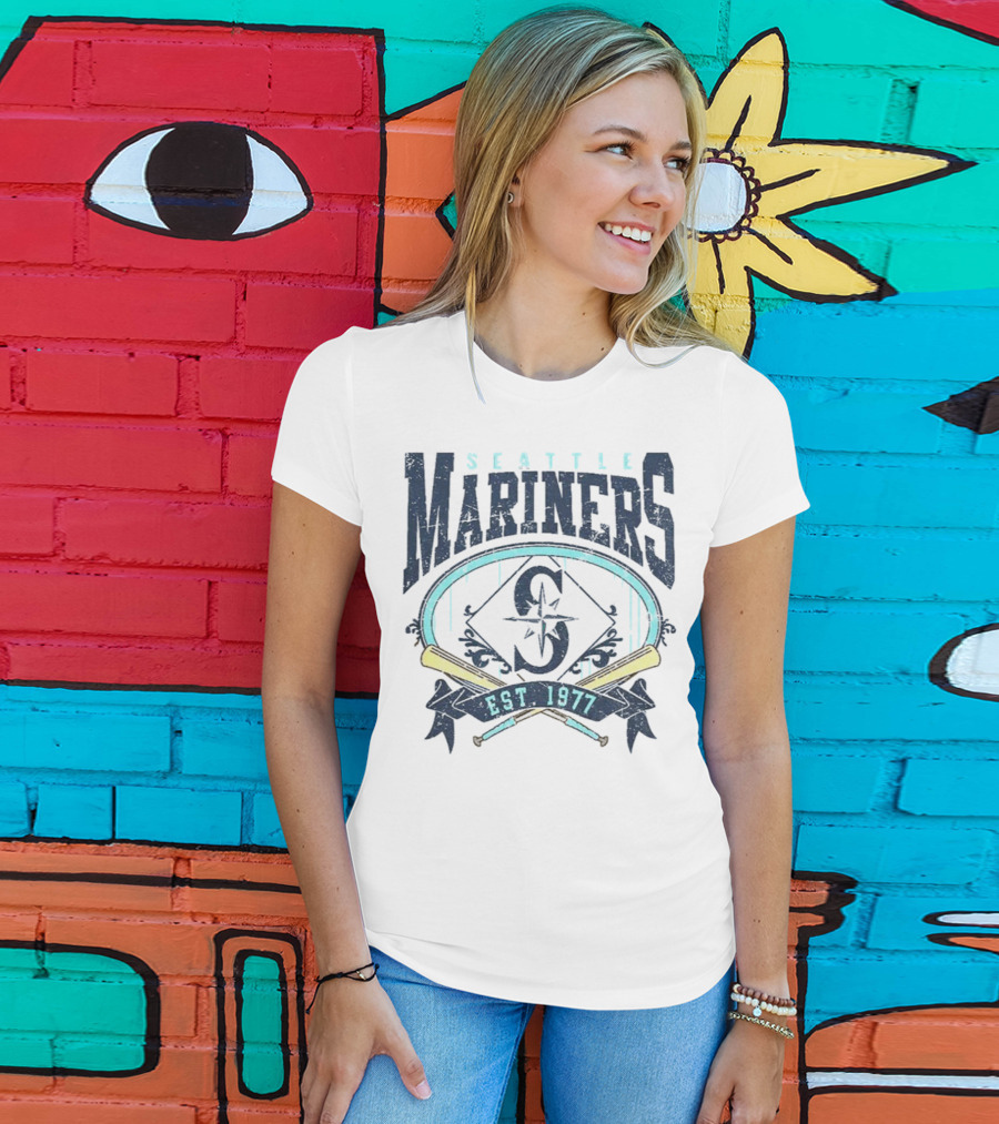 Seattle Mariners MLB Vintage 1977 Baseball Est S Compass Crossbats T-Shirt