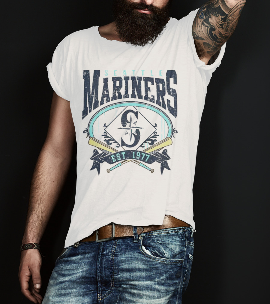 Seattle Mariners MLB Vintage 1977 Baseball Est S Compass Crossbats T-Shirt