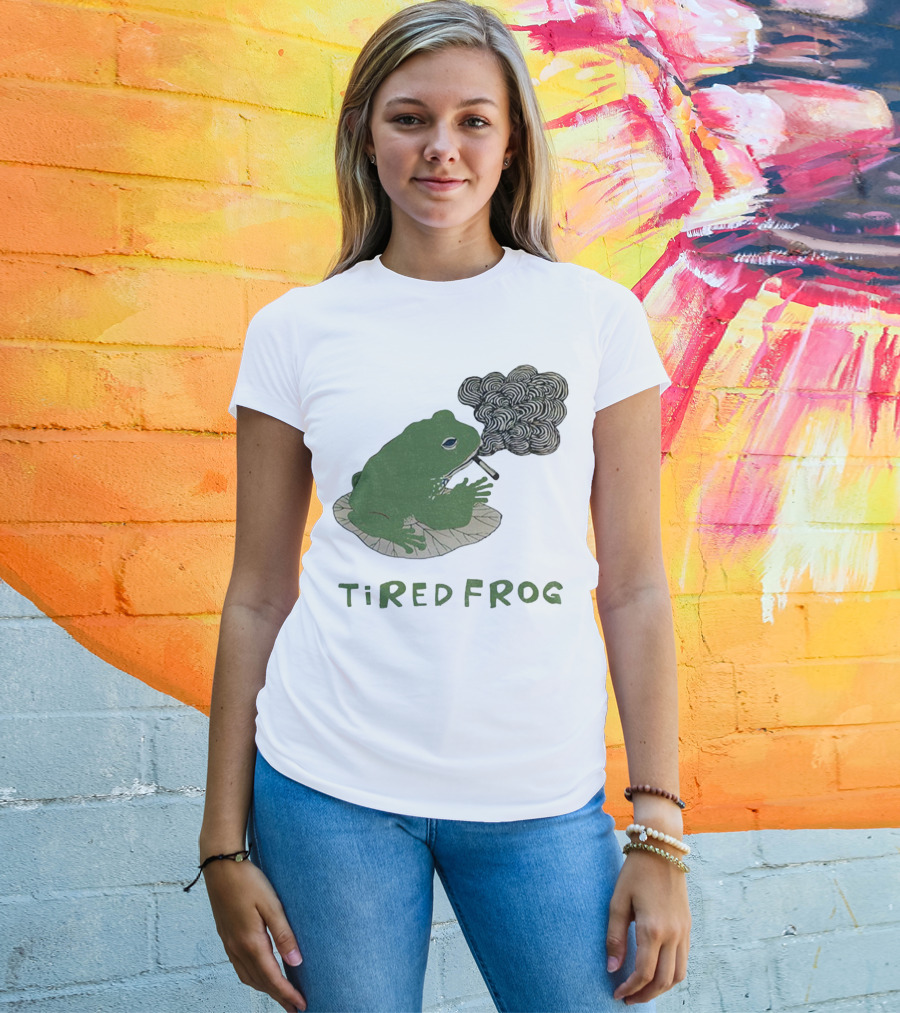 Tired Frog Smoking Meme Japanese Style Smoking Frog T-Shirt