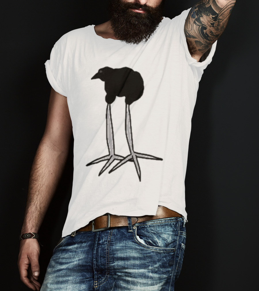 Zasha Charcoal Raven Bird Long Legs T-Shirt