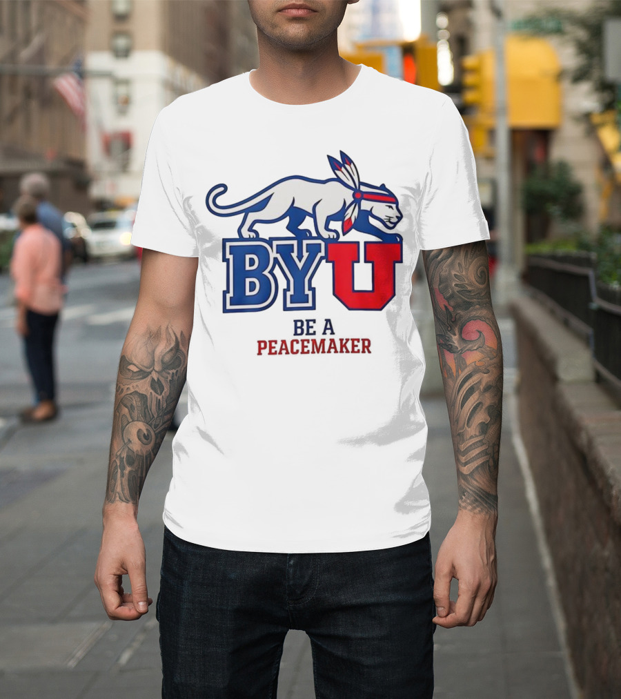 BYU Be A Peacemaker Cougar Logo T-Shirt