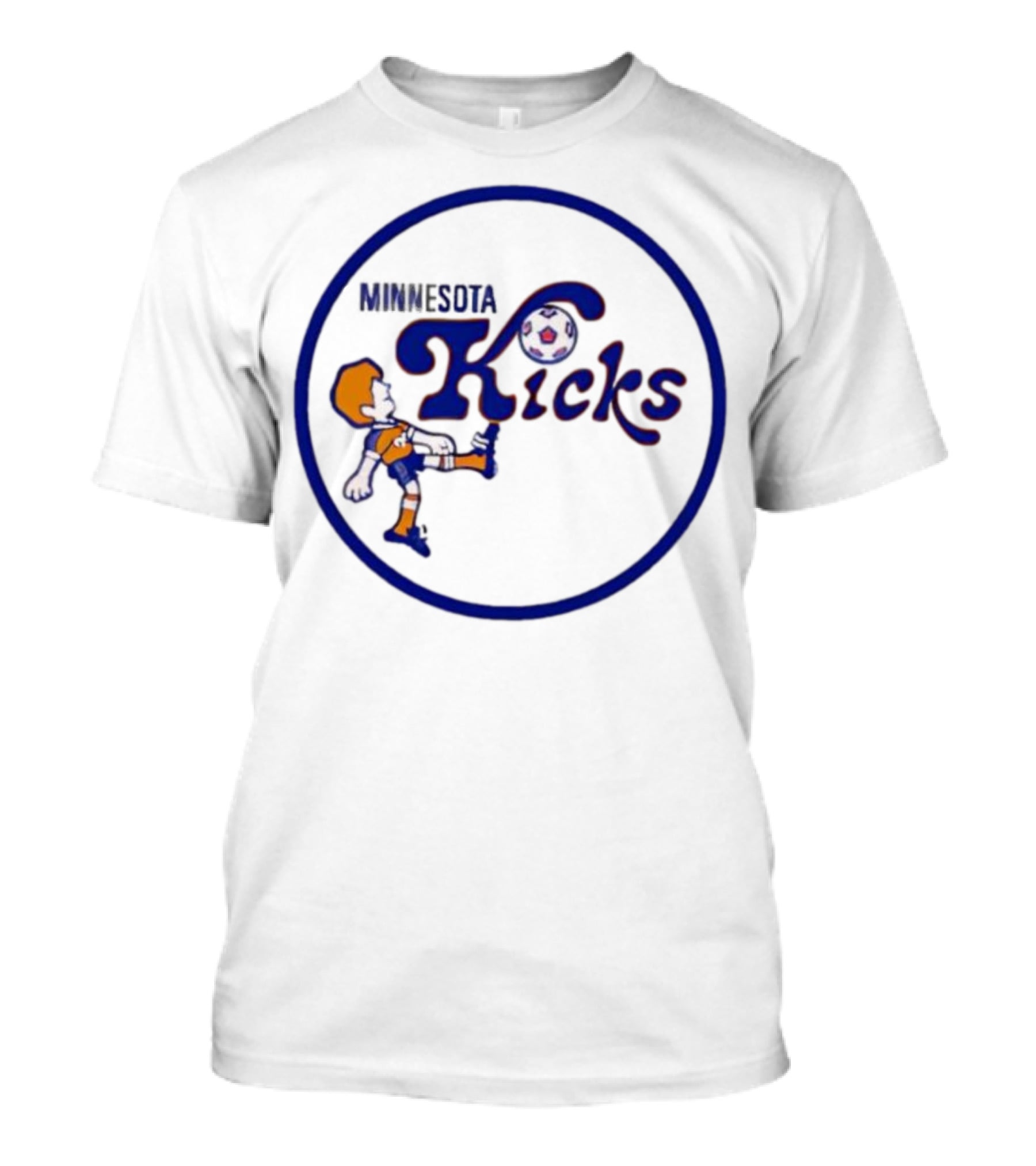 Minnesota Kicks Soccer Cartoon Player Retro Style T-Shirt