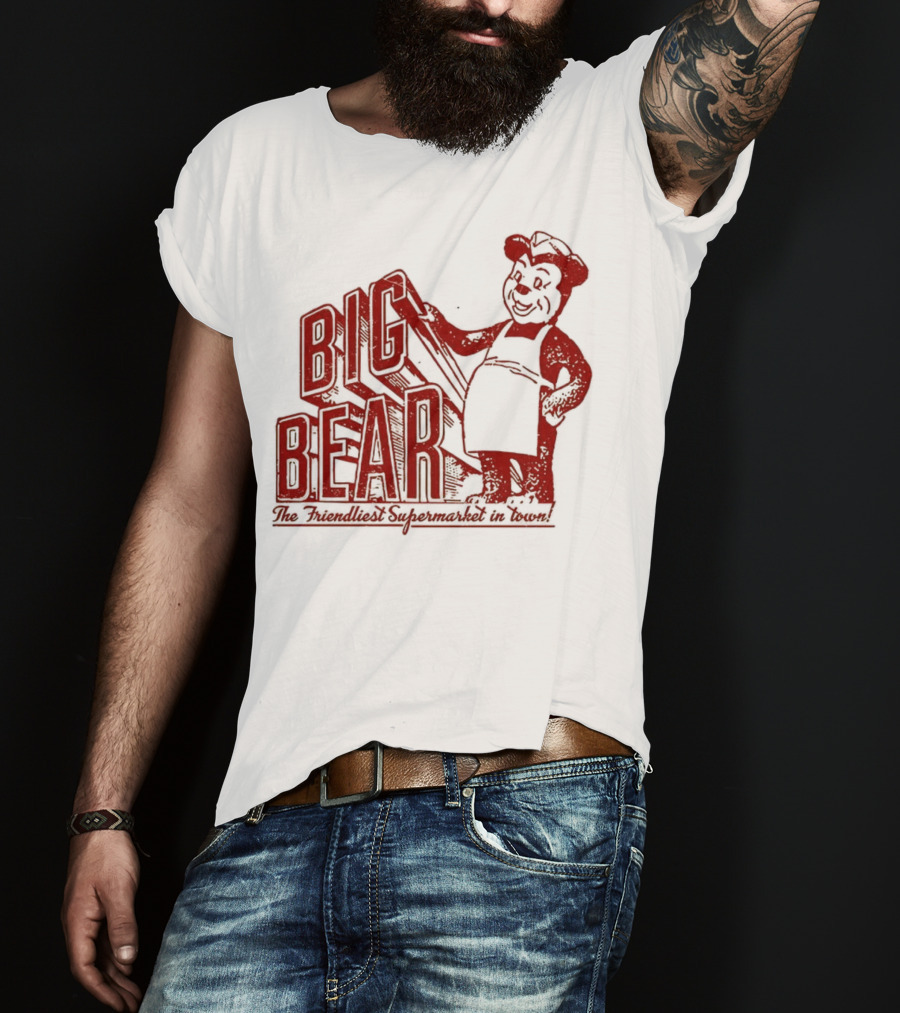 Big Bear The Friendliest Supermarket In The Town San Diego Retro Chef Logo T-Shirt