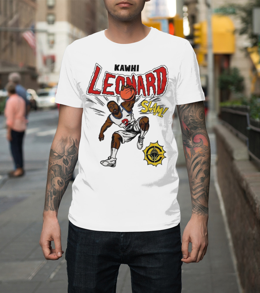 Kawhi Leonard Clippers Slam Comic Book Style Dunk Action T-Shirt