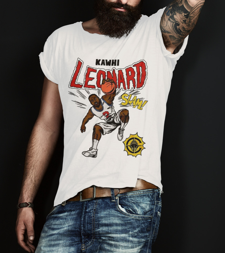 Kawhi Leonard Clippers Slam Comic Book Style Dunk Action T-Shirt
