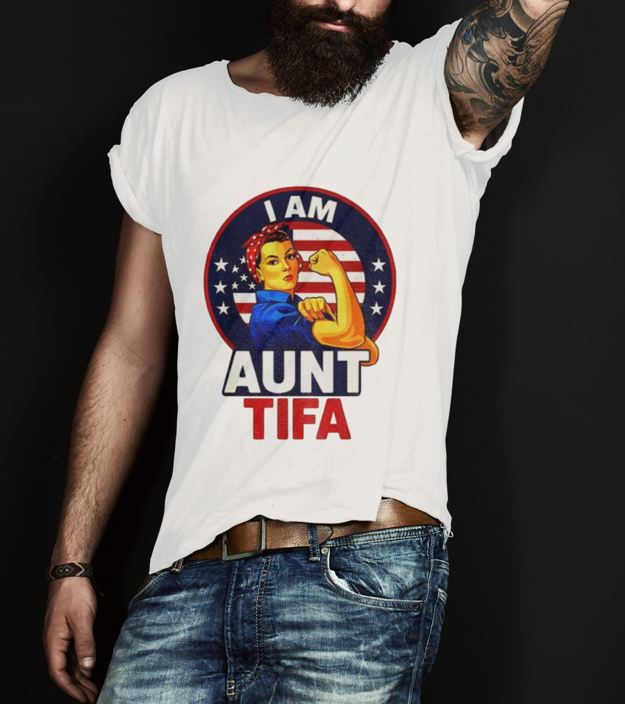 I Am Aunt Tifa Feminist Vintage American Flag T-Shirt