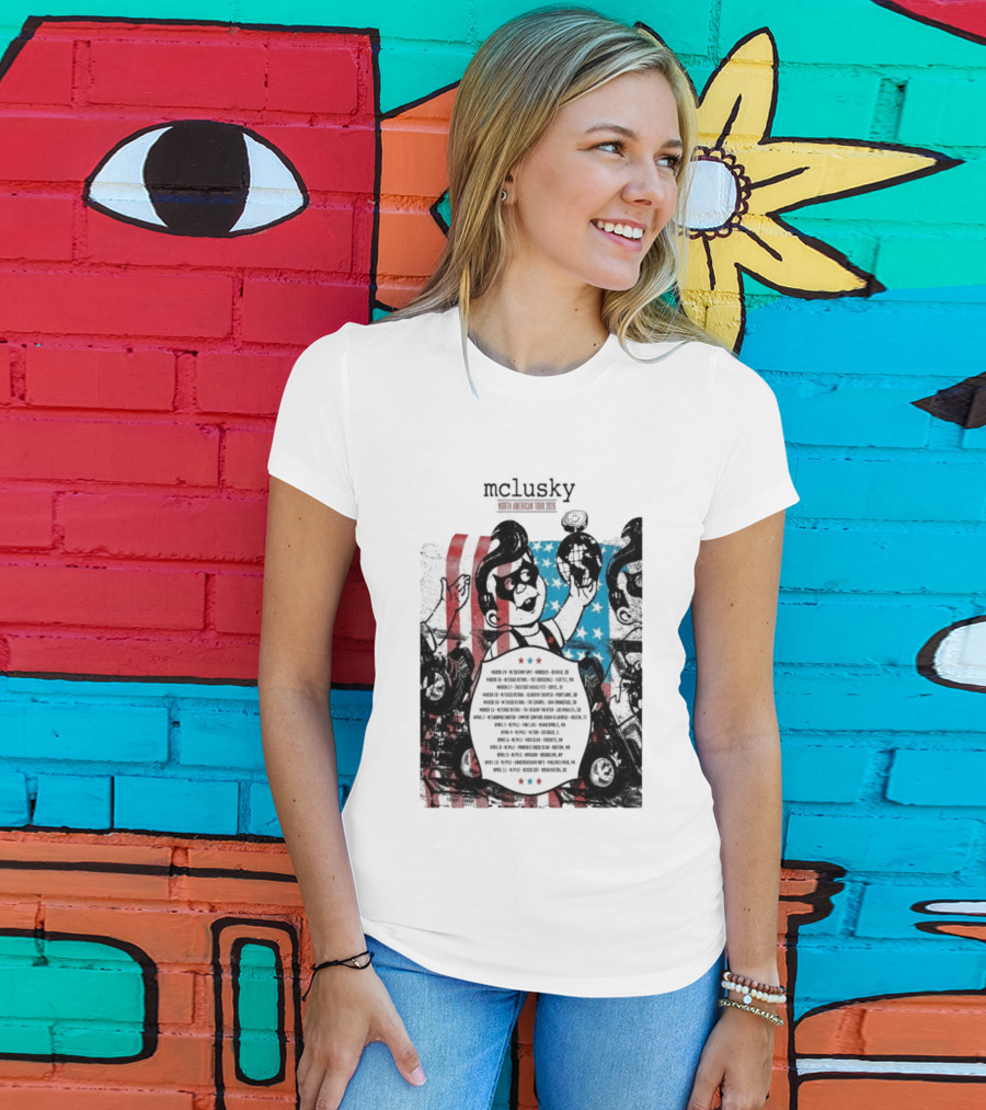 Mclusky North American 2026 Tour Red Blue Stripes March April Dates T-Shirt