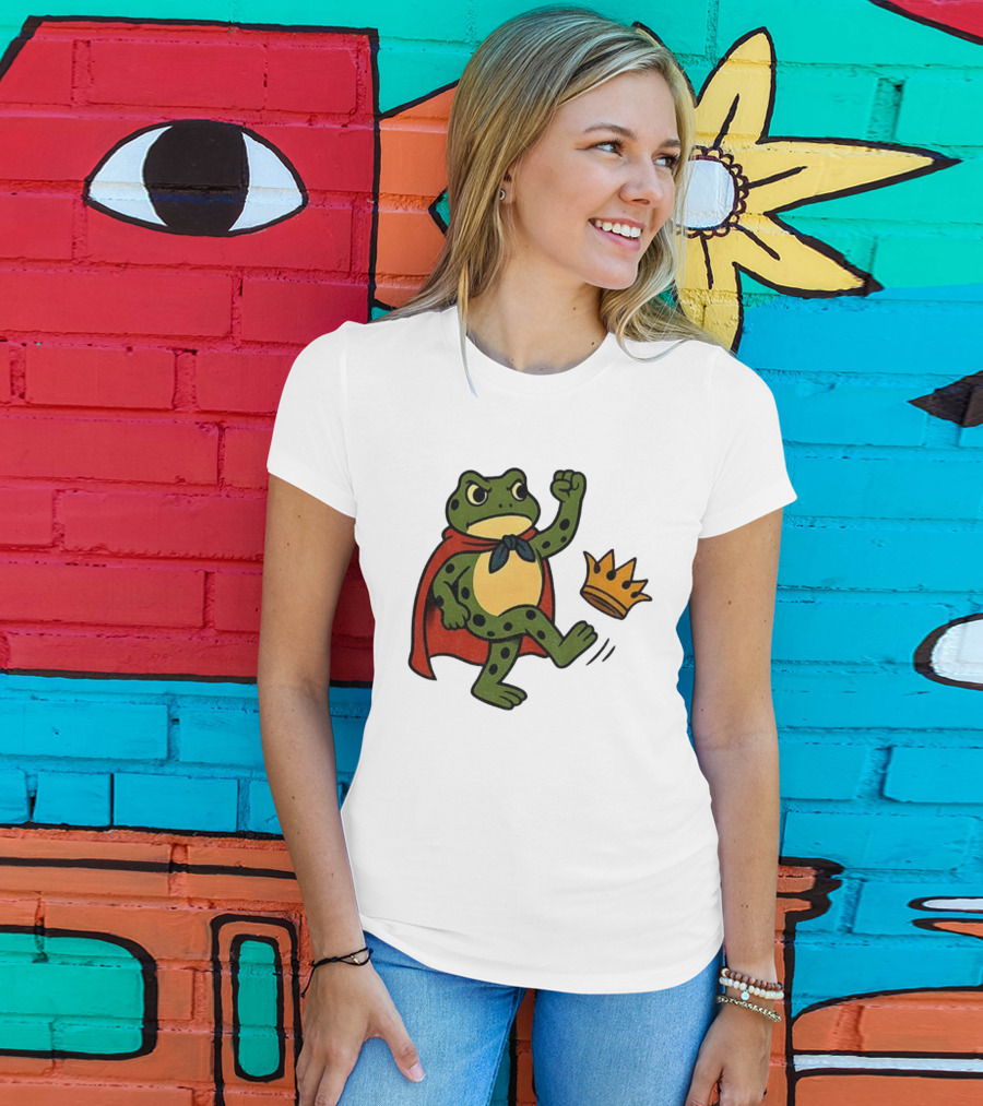 Portland Frog No Kings In America Anti Trump Kicking Crown T-Shirt