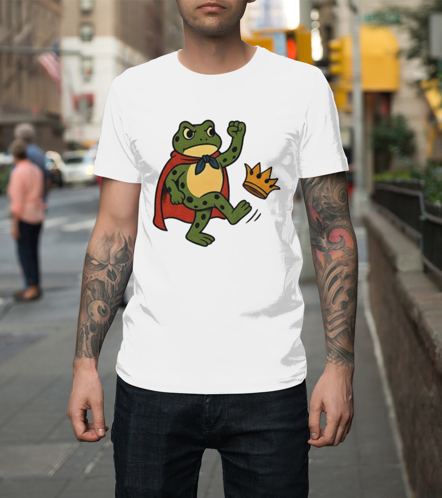 Portland Frog No Kings In America Anti Trump Kicking Crown T-Shirt