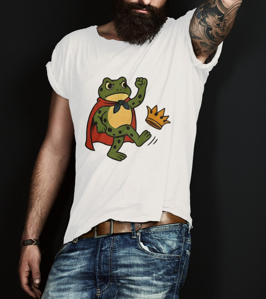 Portland Frog No Kings In America Anti Trump Kicking Crown T-Shirt