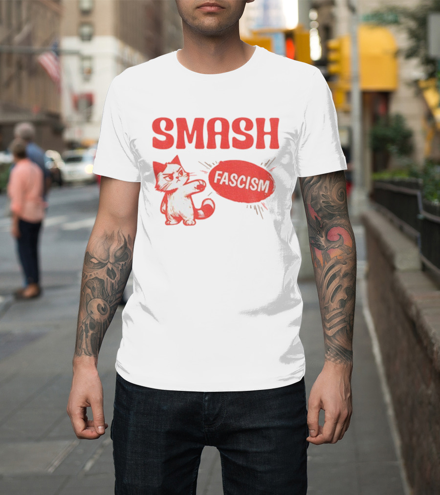 Smash Fascism Feminist Cat Paw Punch Activist Protest T-Shirt