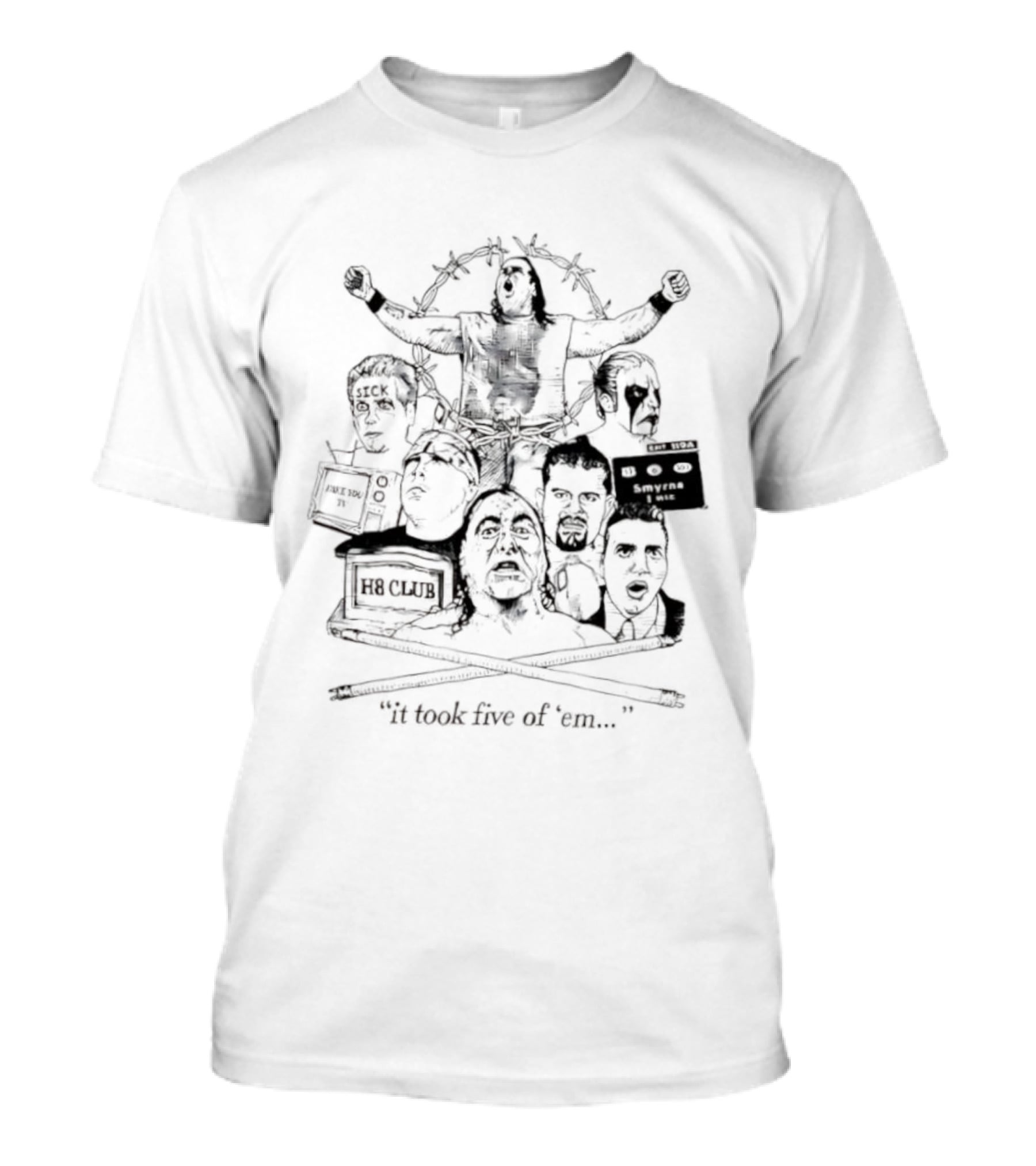 Zandig Jesus It Took Five Of Em Wrestling CZW Combat Zone Pro Wrestlers T-Shirt