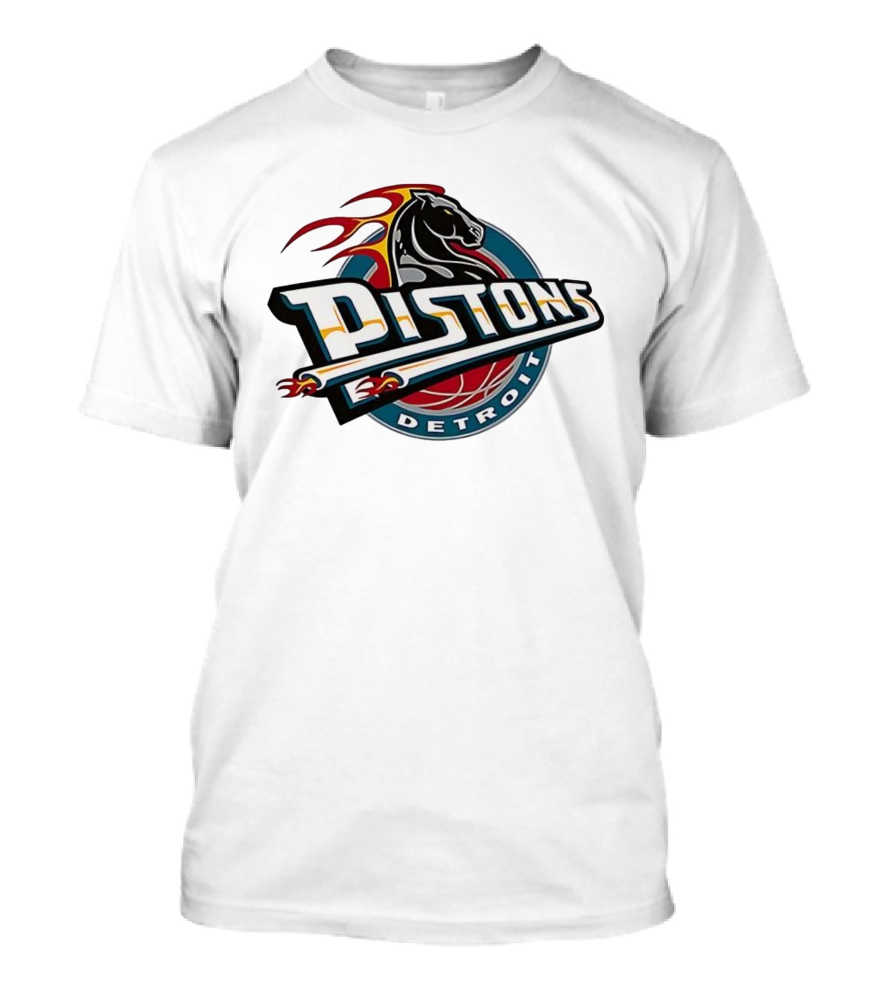 Detroit Pistons Retro Fire Horse Emblem T-Shirt