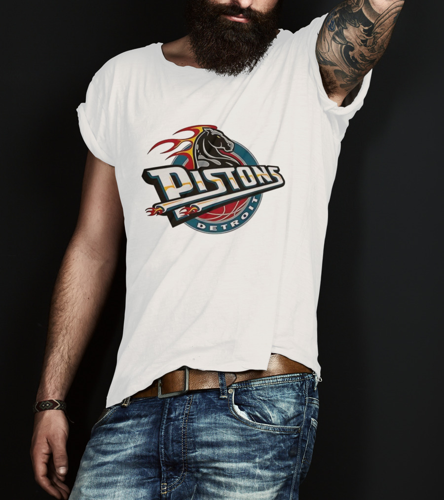 Detroit Pistons Retro Fire Horse Emblem T-Shirt