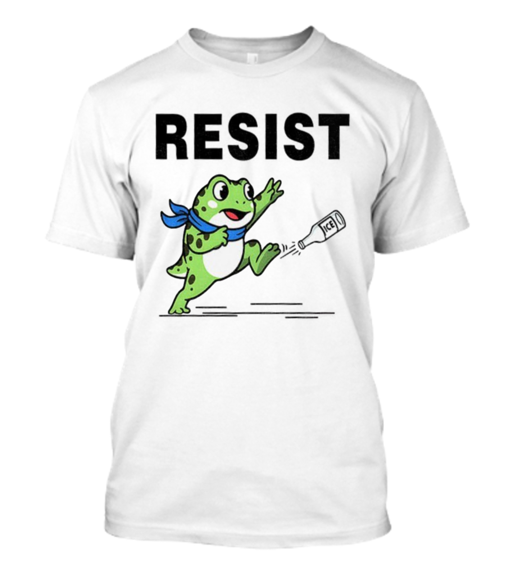 Portland Frog Resist Anti-ICE Protest Jumping Art T-Shirt