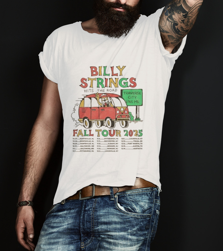 Billy Strings Hits The Road Fall Tour 2025 Traverse City Van 2765 MI T-Shirt