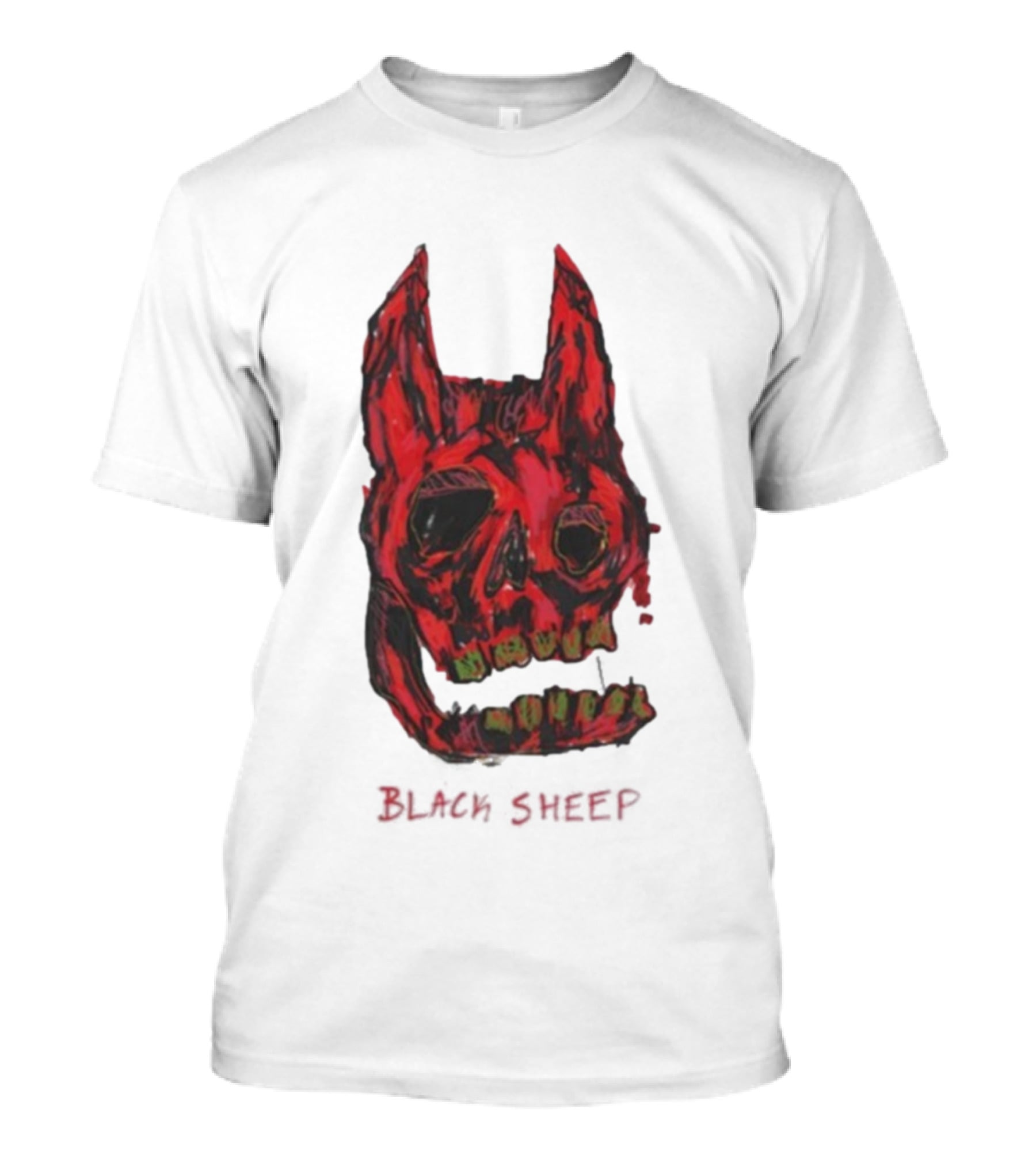 Caskey Black Sheep Skull Red Demon Mask T-Shirt