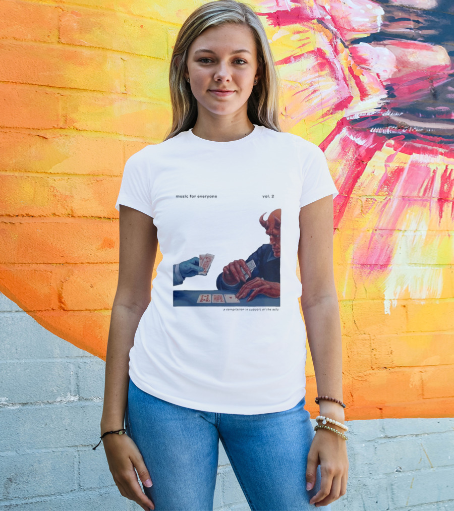 L.S. Dunes Music For Everyone Vol. 2 Satan Card Game Demon Illustration T-Shirt