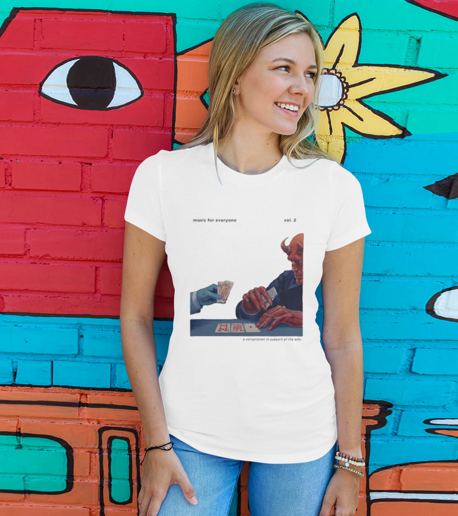 L.S. Dunes Music For Everyone Vol. 2 Satan Card Game Demon Illustration T-Shirt